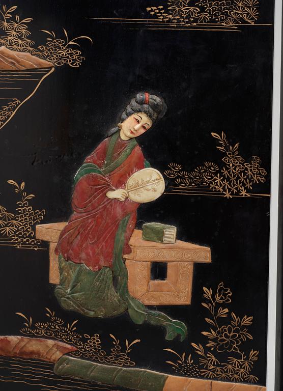 SKÄRM, 6 delar, lack, Kina, 1900-tal.
