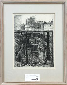 PARTI GRAFIK, 4 delar, F Lindström, 2 st, Artur Bengtsson samt Gustav Kronér, sign.