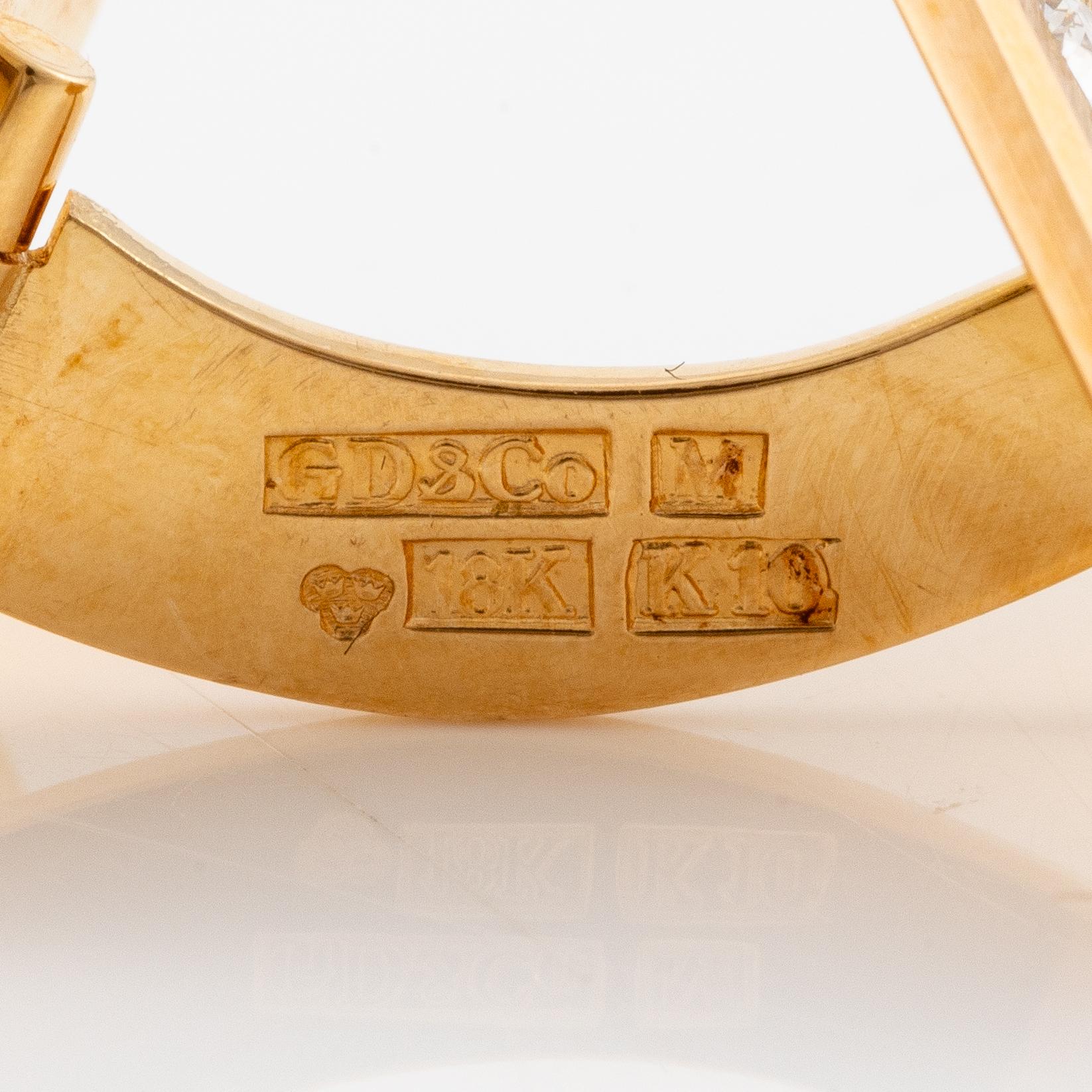 Manschettknappar, ett par, 18K guld med briljantslipade diamanter.