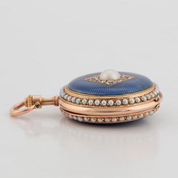 POCKET WATCH, with pearls and diamonds.