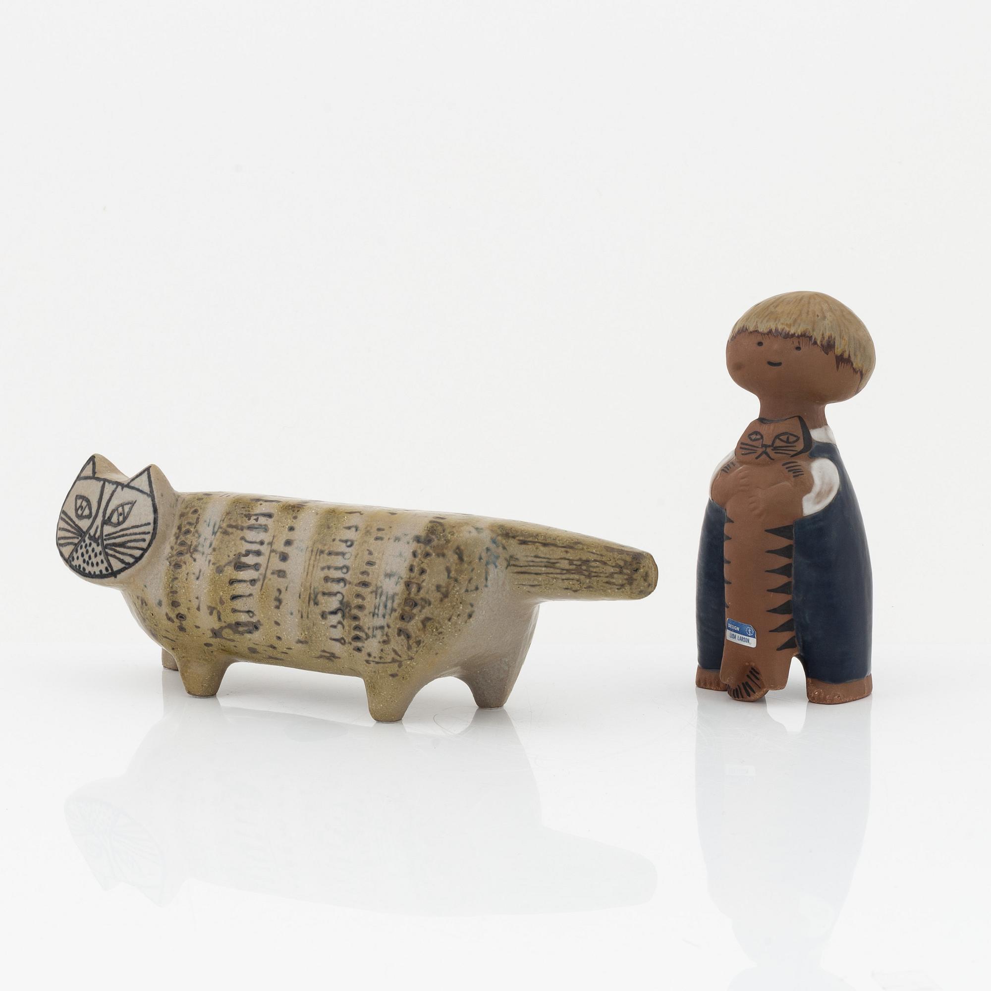 Lisa Larson, figuriner, 2 st, stengods, Gustavsberg.