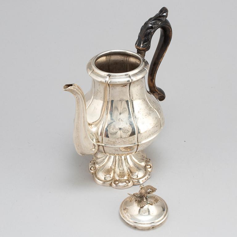 A Swedish 19th century silver coffee-pot, mark of Carl Nystrom, Stockholm 1848.