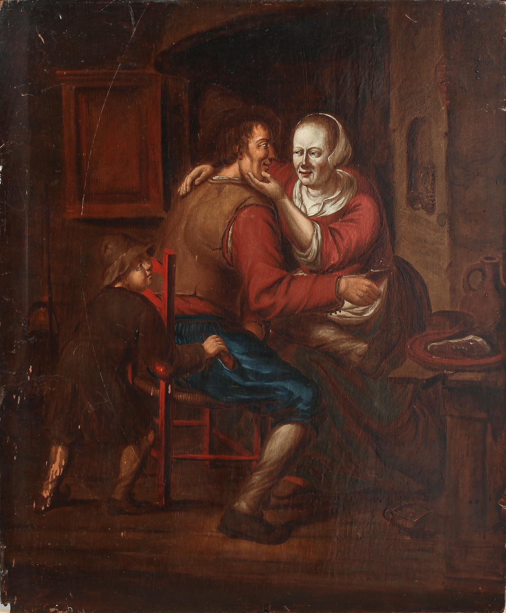 OKÄND KONSTNÄR, olja på pannå, ej sign, 1800-tal.