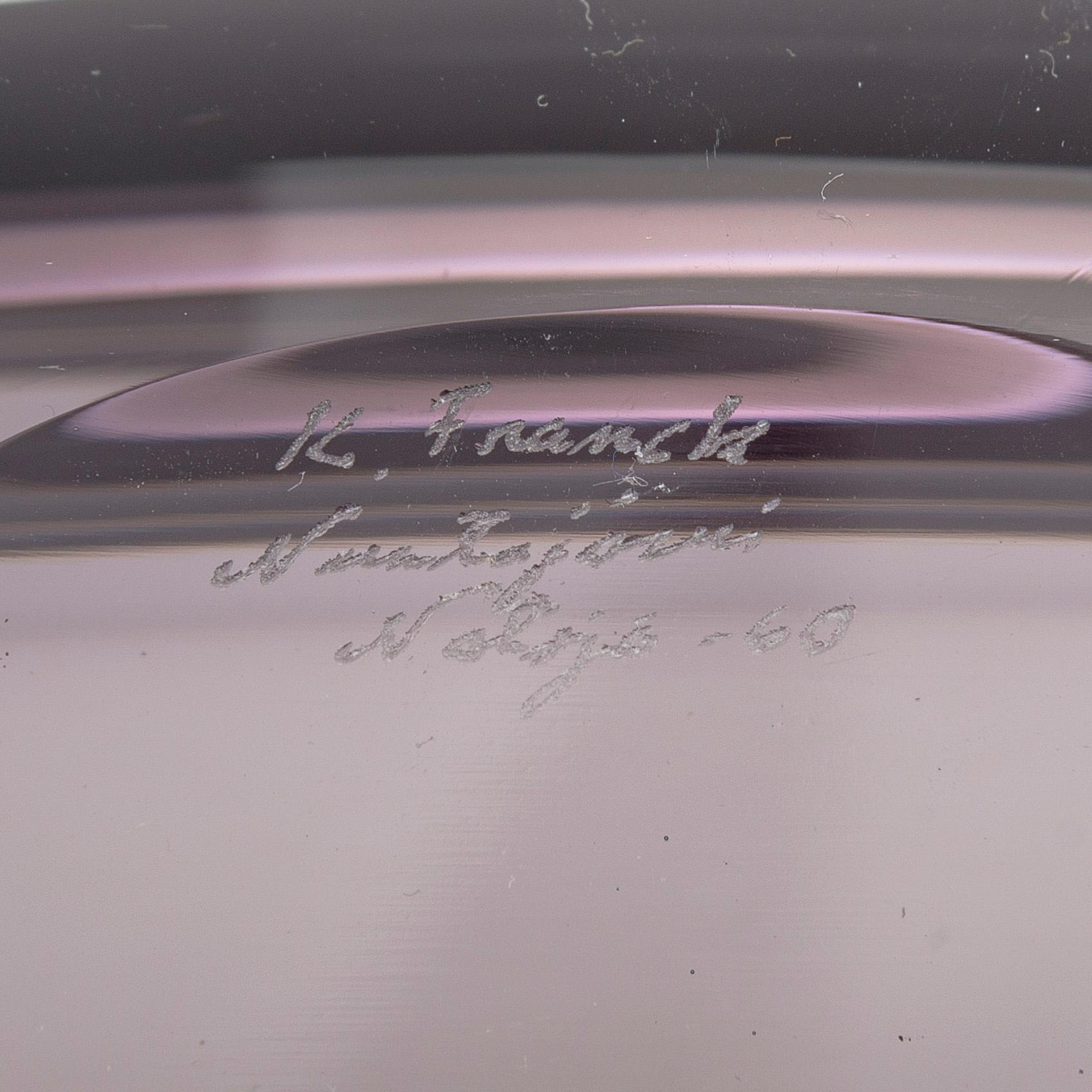 Kaj Franck,  glasskulptur, "Lancett" signerad K. Franck Nuutajärvi Notsjö -60.