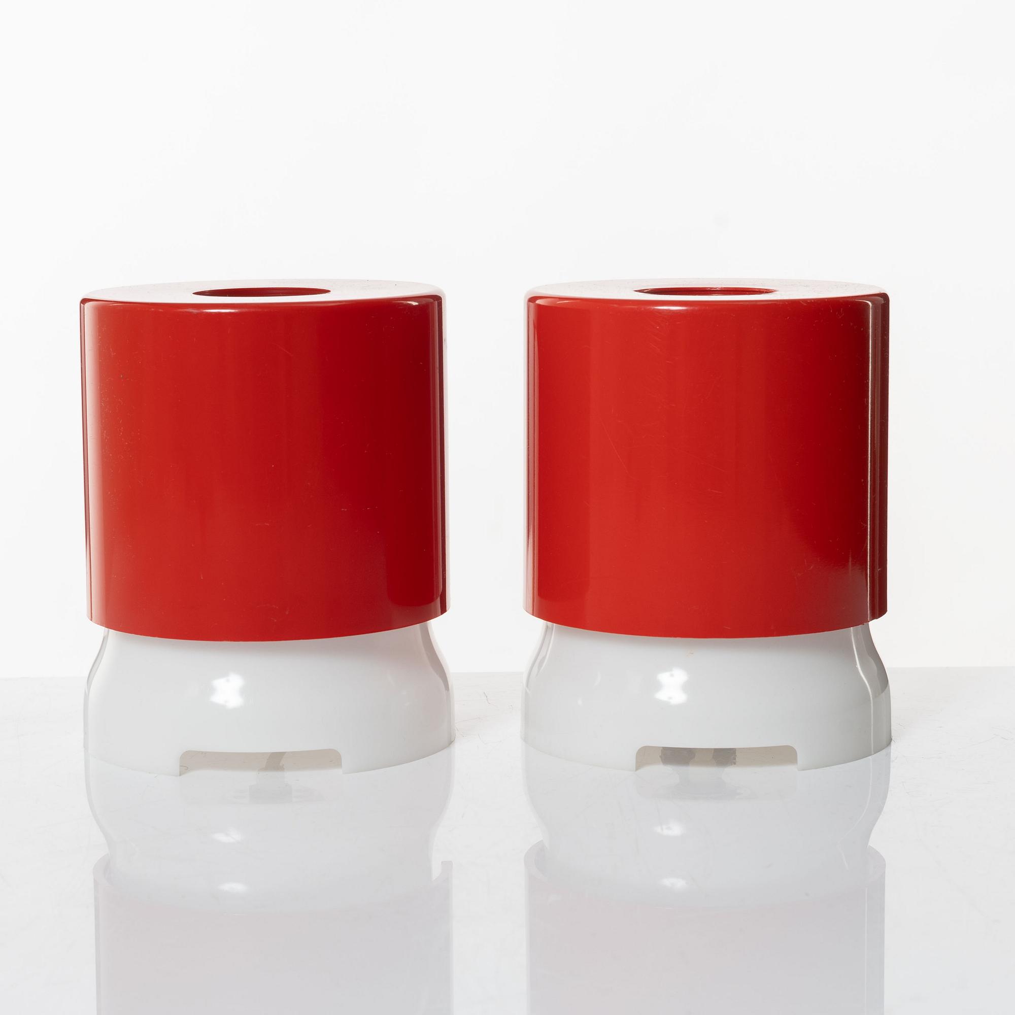 Joe Colombo, table lamps, a pair, KD 24, Kartell, manufactured by Husqvarna Borstfabrik AB.