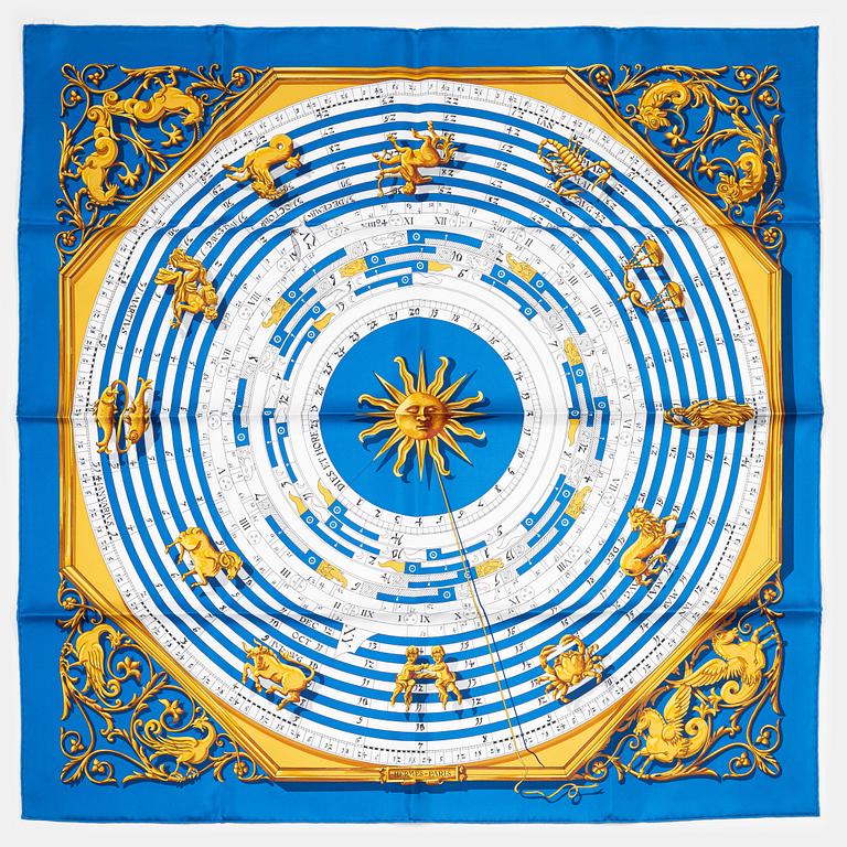 Hermès, a 'Dies et Hore'/'Astrologie' twill silk scarf.