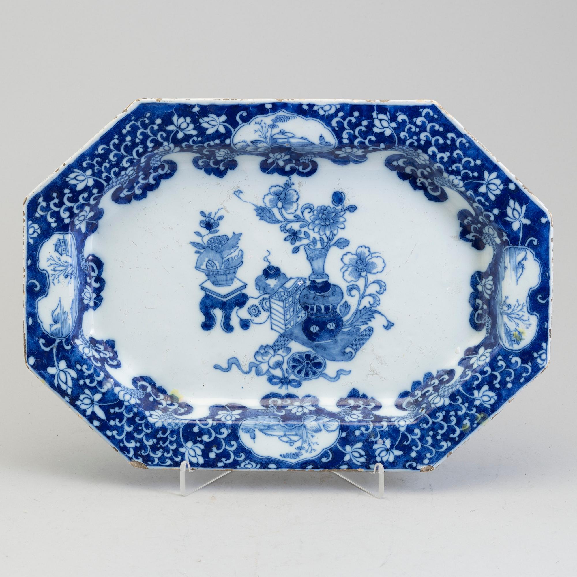 A Northern European faiance dish, 18th century.