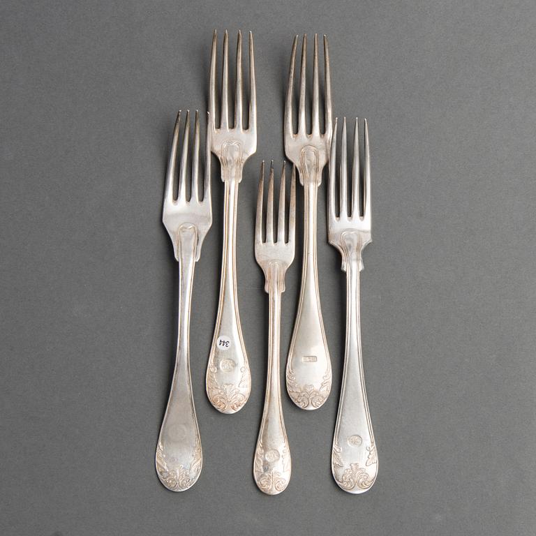 HAARUKOITA, 24+12 kpl, hopeaa, ruotsalaiset leimat, pääosin 1800-luku ja 1930.