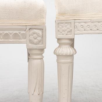 A set of three (2+1) late Gustavian chairs, Stockholm, late 18th century.