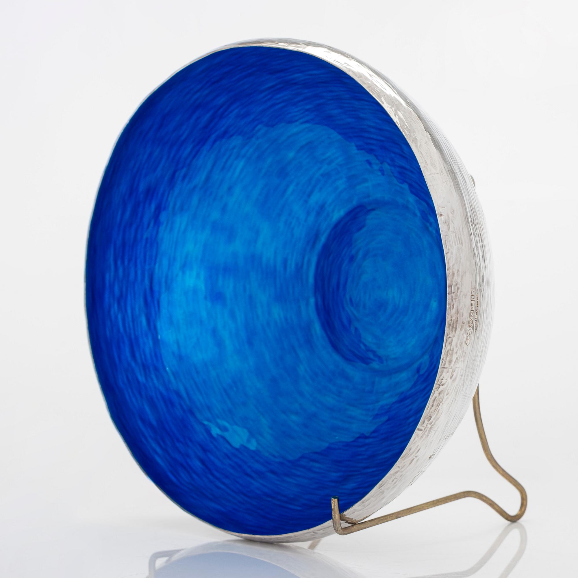 Eva Hidström, skål, sterlingsilver, emalj, Kultakeskus, Tavastehus 1973.