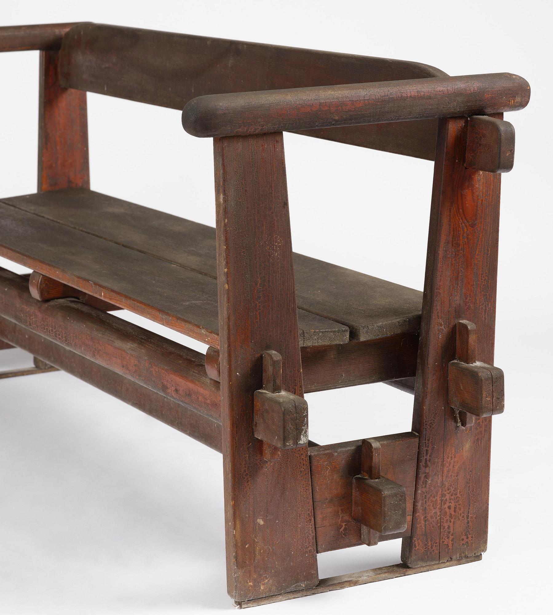 Axel Einar Hjorth, a stained pine "Skoga" sofa, Nordiska Kompaniet, Sweden, 1930s.