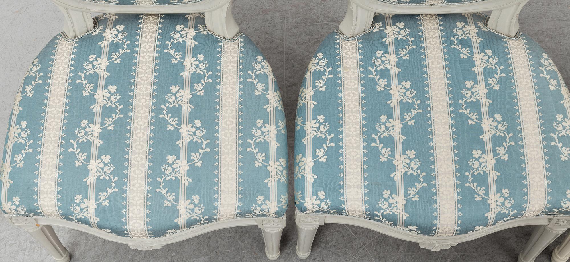 STOLAR 3 st, av Jacob Malmsten (mästare i Stockholm 1780-1788), gustavianska.