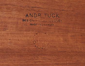 A Hans J Wegner teak sewing table by Andreas Tuck, Odense, Denmark.