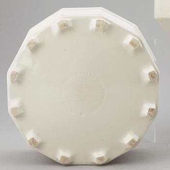 A set of four white glazed "Waldemarsudde" flower pots, Gustavsberg, Sweden, 20th Century.