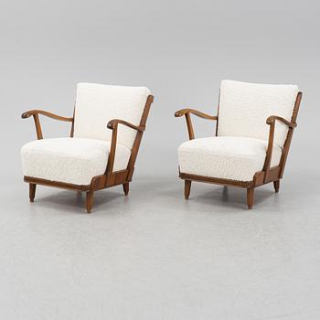 Svante Skogh, a pair of easy chairs, Förenade Möbelfabrikerna, Linköping, 1940s.