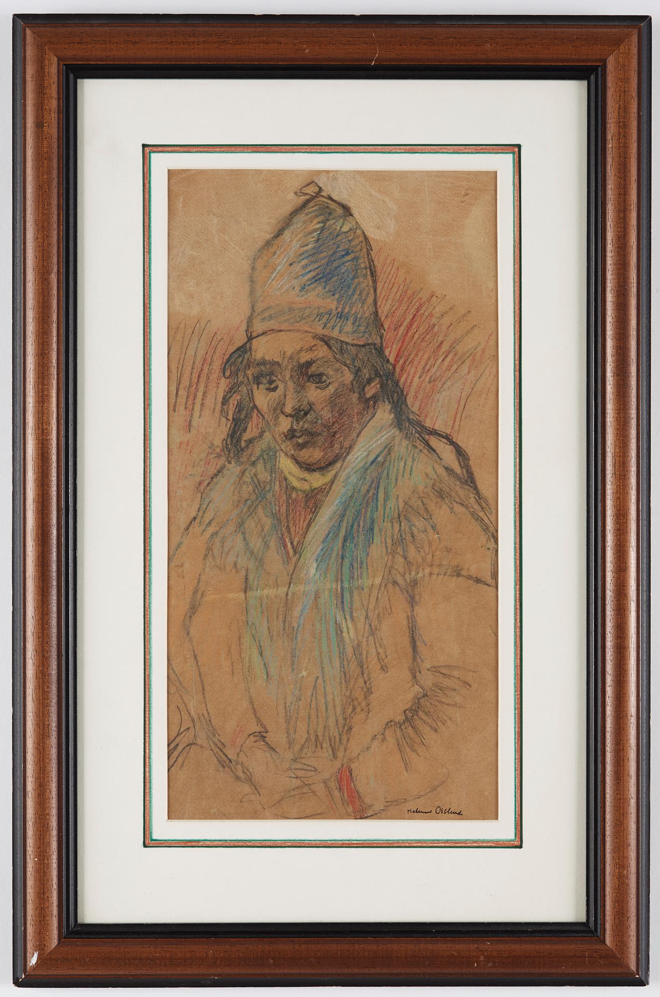 HELMER OSSLUND, mixed media on paper, signed Helmer Osslund.