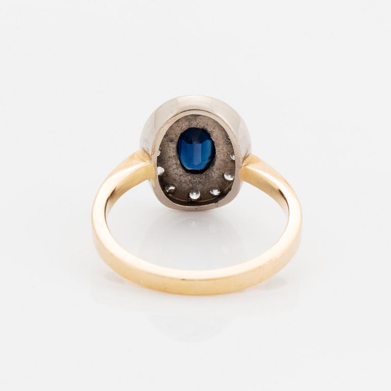 Sapphire and brilliant-cut diamond ring.
