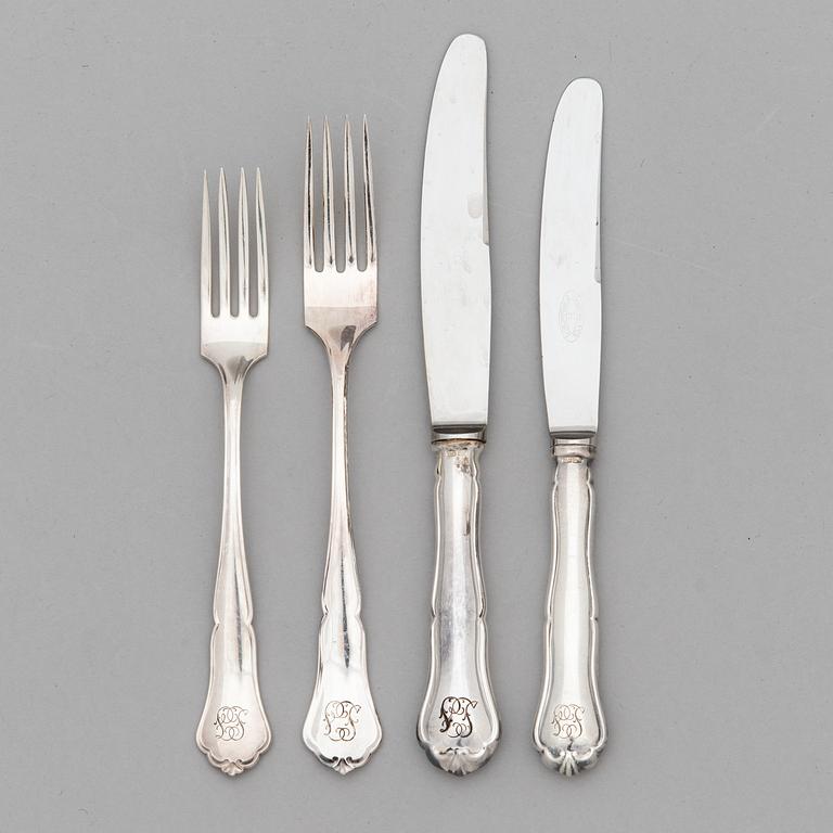 A 48-piece set of 'Chippendale' silver cutlery, Hämeenlinna, Finland 1959-60.