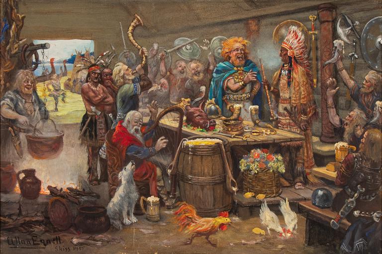Allan Egnell, mixed media signed and dated 1955.