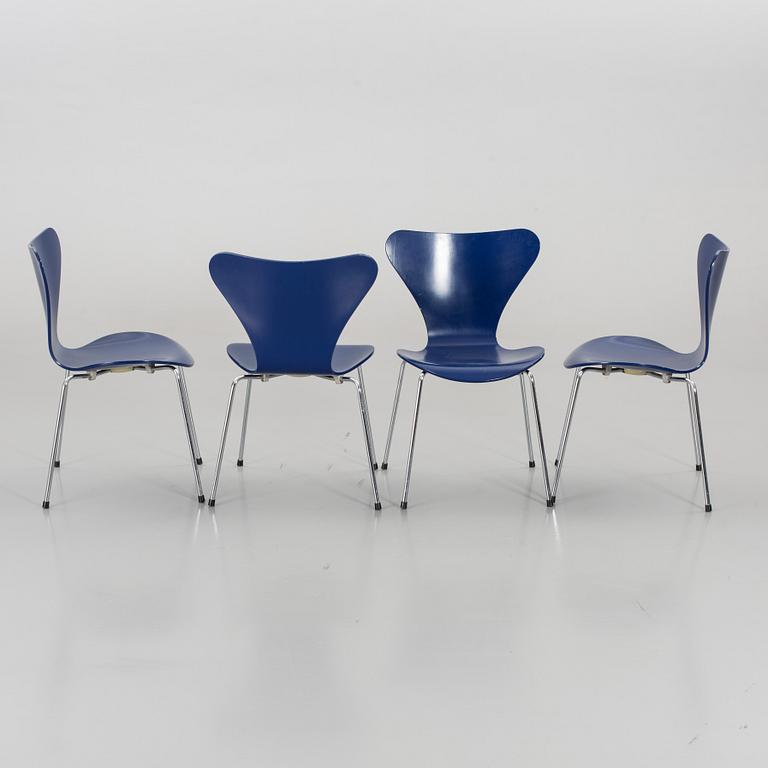 ARNE JACOBSEN, four "Sjuan" chaird, Fritz Hanzen, Denmark.