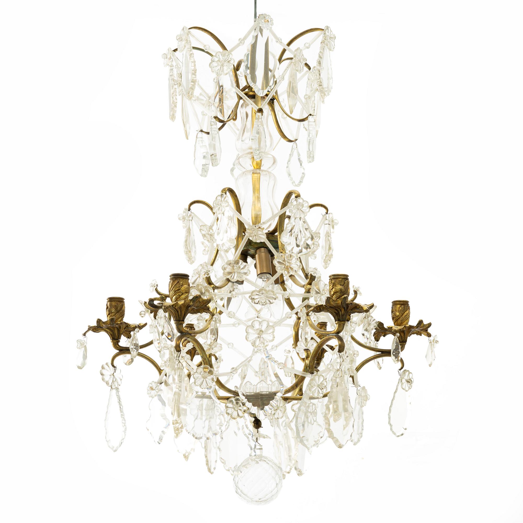 A Rococo style chandelier, circa 1900.
