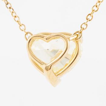 A necklace in 18K gold with a heart-shaped yellow brilliant-cut diamond 4.00 ct Fancy Yellow si1.