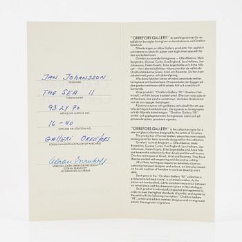 Jan Johansson, vas, glas, "The Sea III", Orrefors Gallery, 16/40, 1990.