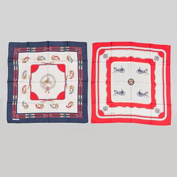 Two silk scarves by Celine.