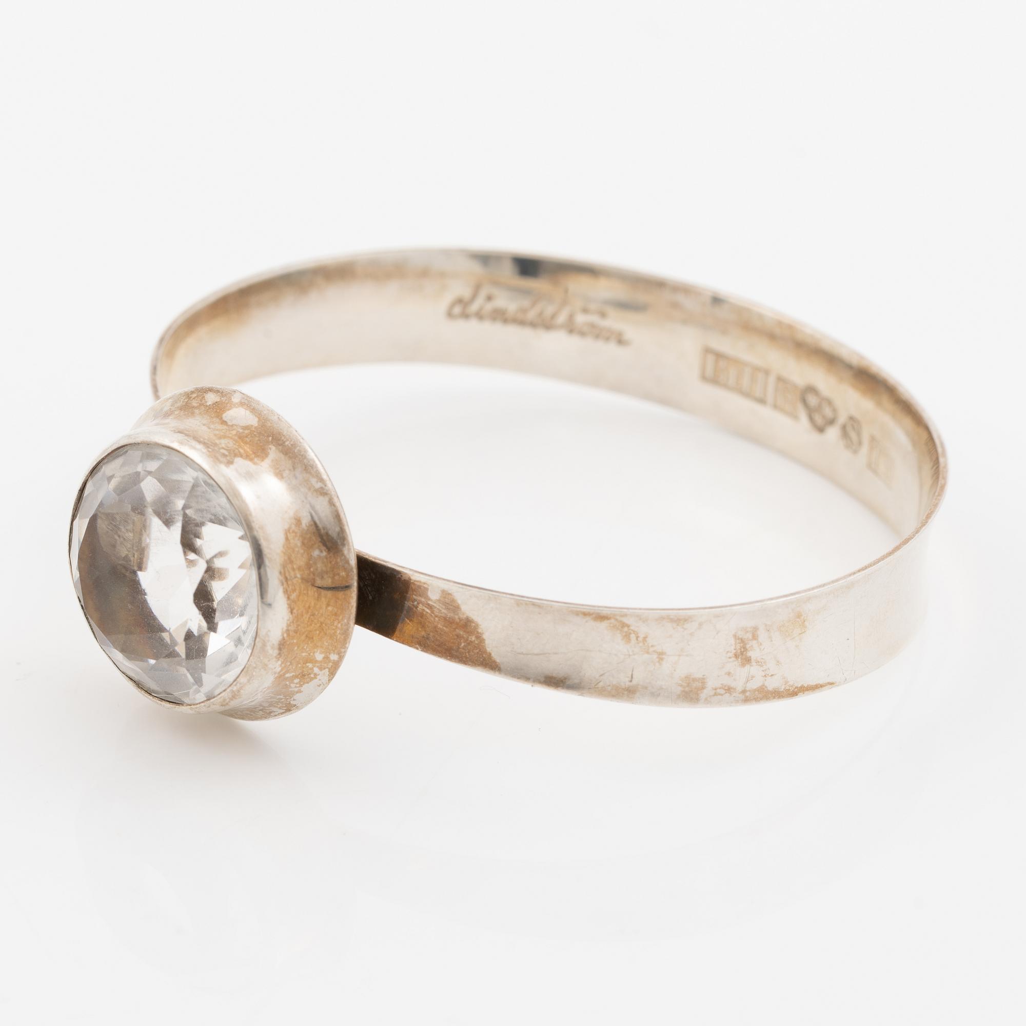 A silver with rock crystal bangle, Åke Lindström, BEH, Köping, 1969.