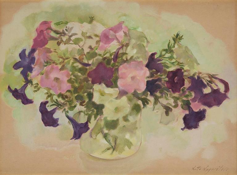 Lotte Laserstein, Petunias in a vase.