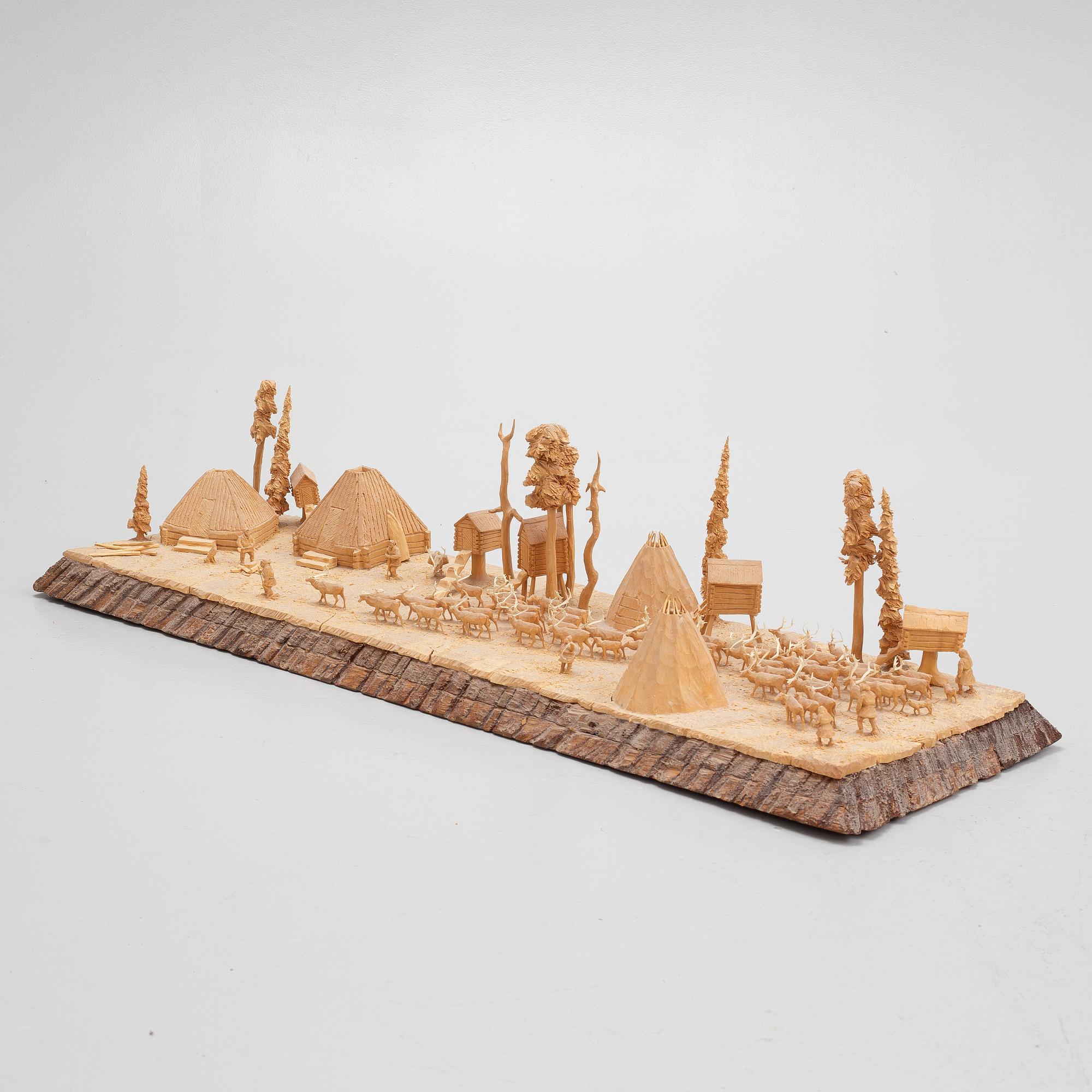 Kjell Bergqvist, a sculpture group, signed KB.