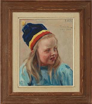 FANNY BRATE, olja på pannå, signerad och daterad 13 aug 1900.