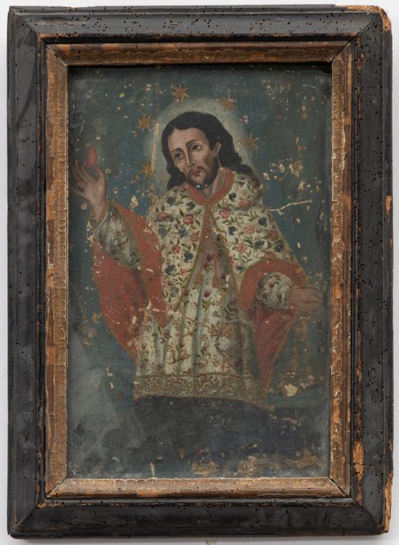 Cuzco School, 18th century, Christ with the Sacred Heart.
