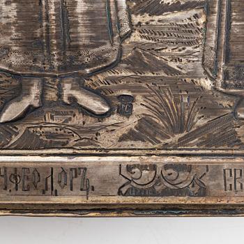 Two Russian icons with oklad, of which one in silver with stamps Moscow 1908-1926.