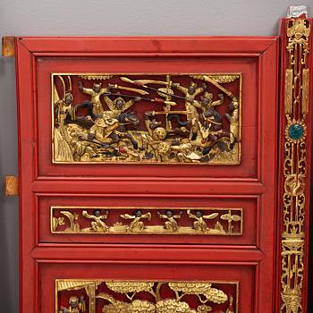 A Chinese carved front decoration for a bed, Qing dynasty 19th centrury.