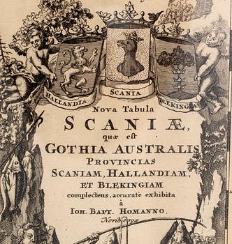 JOHANN BAPTIST HOMANN, map Scania, 18th centuru.