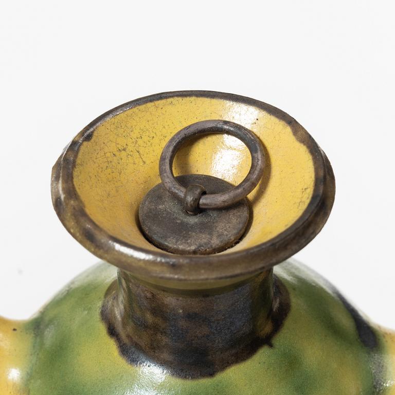 Allan Ebeling, two glazed ceramic ewers and a vase, Torshälla 1930s.