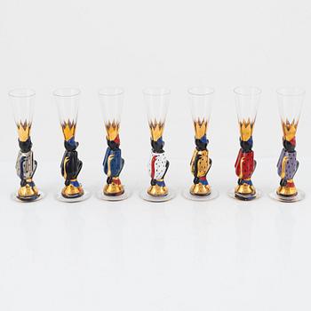 Gunnar Cyrén, snapsglas, 7 st, "Smådjälvar", Nobel, Orrefors.