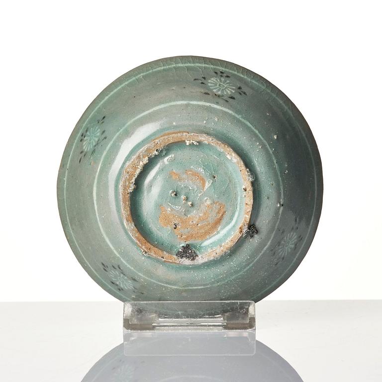 Two inlaid celadon stoneware bowls, Korea, Goryeo dynasty (13th century).