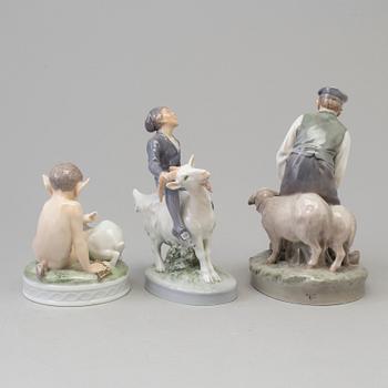 Three Royal Copenhagen porcelain figure groups, Denmark, 1950s.