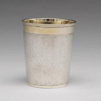 A German 18th century parcel-gilt beaker, mark of Philipp Stenglin, Augsburg 1735-1736.