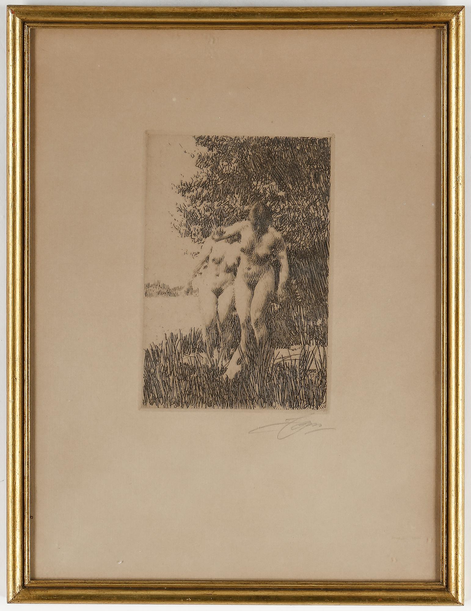 ANDERS ZORN, etsning, "Al", signerad med blyerts, utförd 1917.