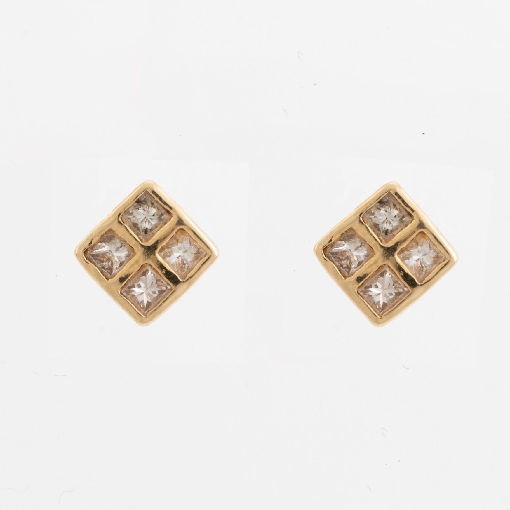 Princess cut diamond earrings.