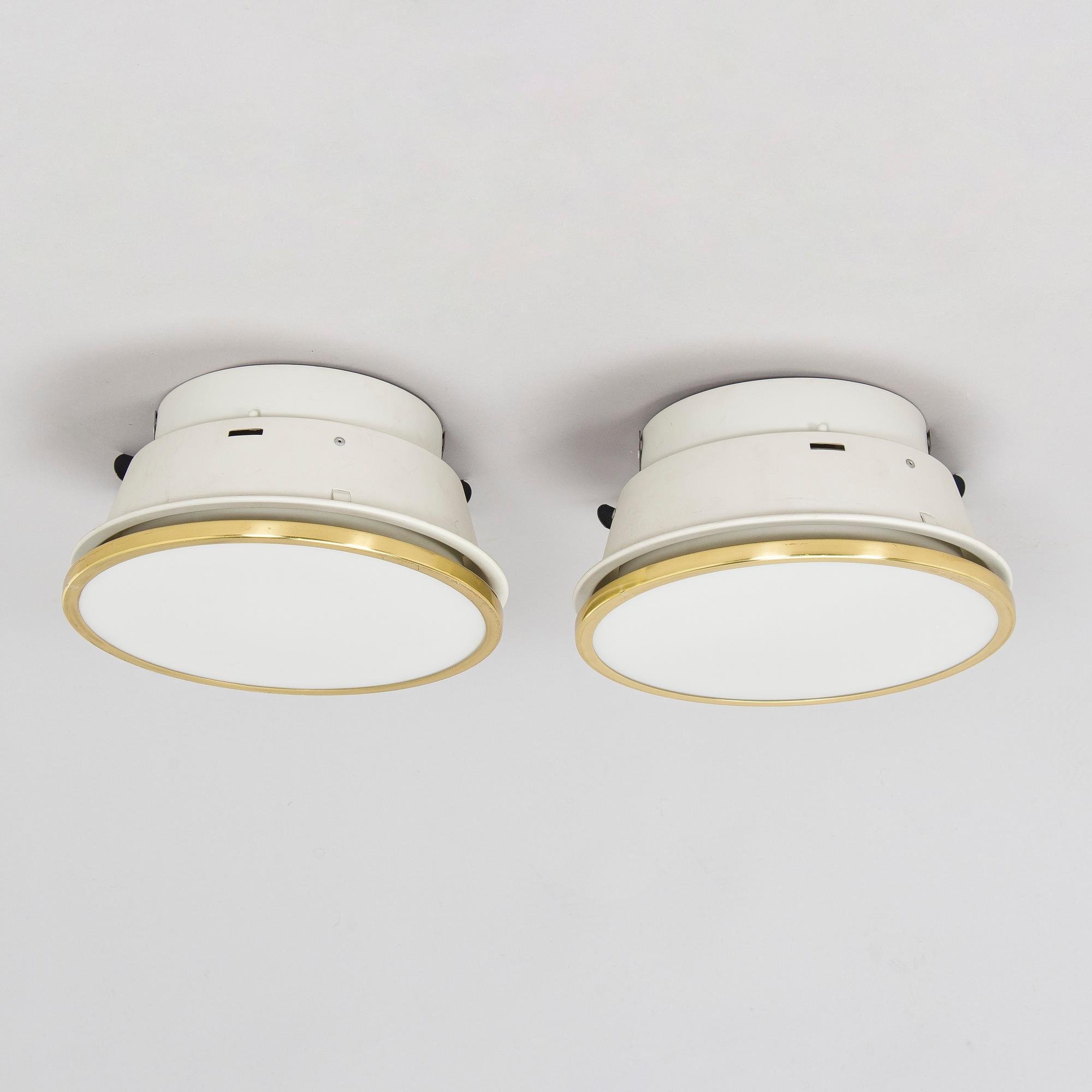 Arne Jacobsen, A pair of 'Munkegaard' ceiling lights for Louis Poulsen, Denmark.