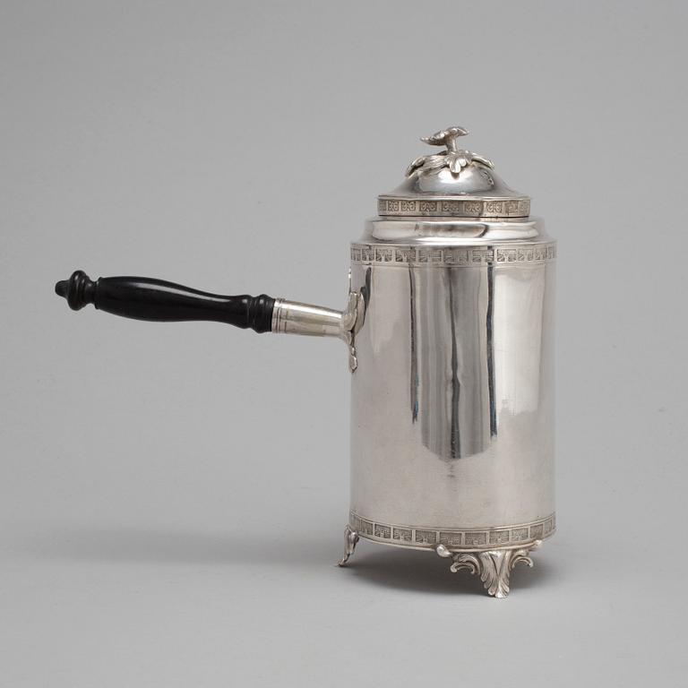 A Swedish 18th century silver coffee-pot, mark of Olof Yttreaus, Uppsala 1780.