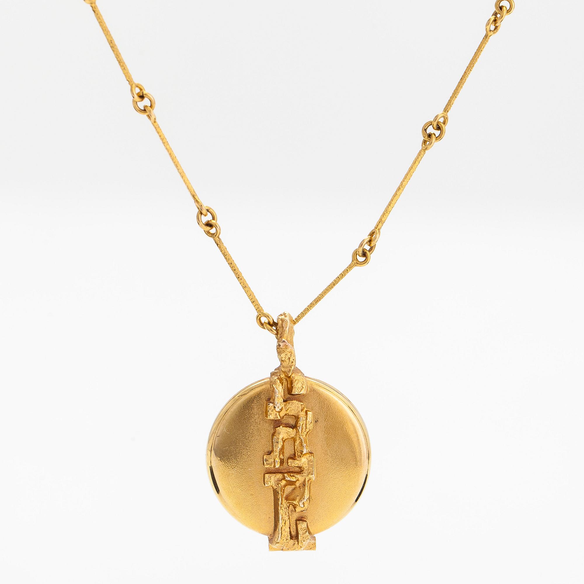 Björn Weckström, halsband/medaljong, "Semes", 14K guld, Lapponia 1976.