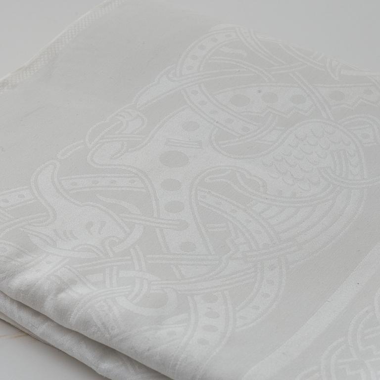 Two linen damask tablecloths.