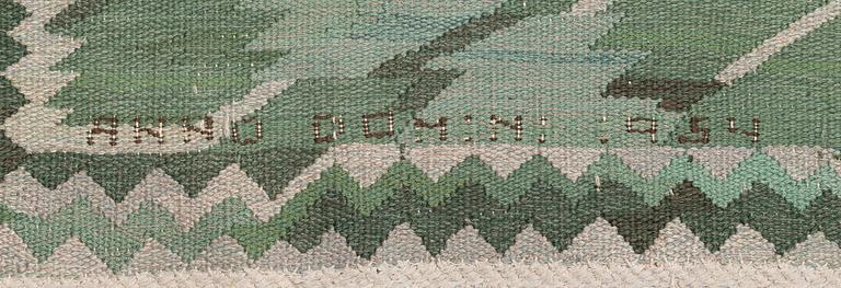 Barbro Nilsson, a carpet, 'Strålblomman grön', tapestry weave, c 516 x 310 cm, signed AB MMF BN ANNO DOMINE 1954.