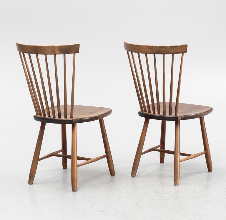 Carl Malmsten, a set of seven stained birch "Lilla Åland" chairs.