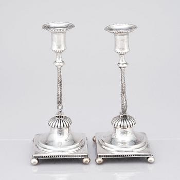 Carl Magnus Rydberg, ljusstakar, silver, ett par, Stockholm cirka 1820.
